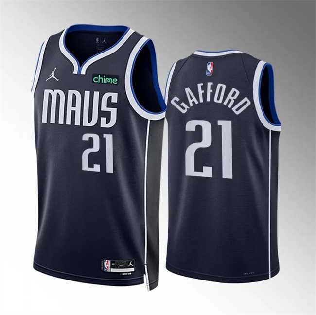 Men%27s Dallas Mavericks #21 Daniel Gafford Navy Statement Edition Stitched Basketball Jersey Dzhi->dallas mavericks->NBA Jersey